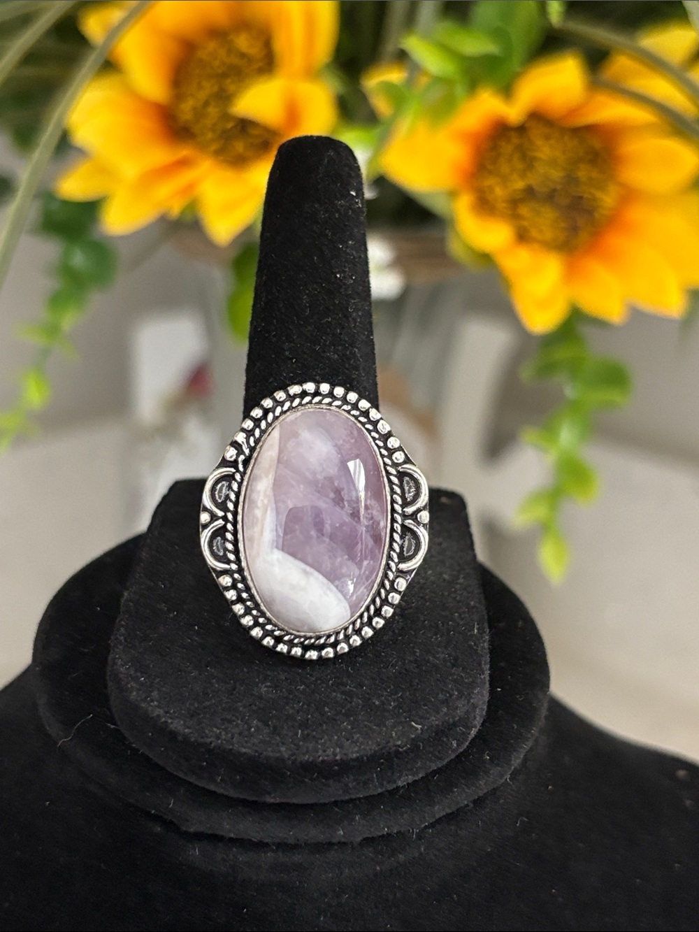 Sterling Silver Amethyst Gemstone Ring Size 9.5